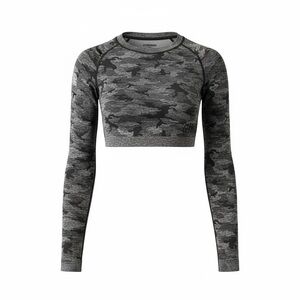 Gymshark Camo Long Sleeve Crop Workout Top Size Medium
